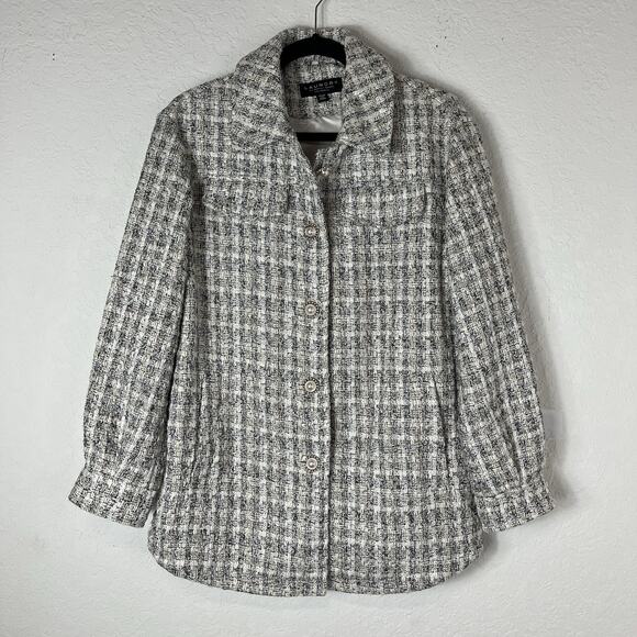 Laundry by Shelli Segal Tweed Shirt Jacket, Size S, Fully Lined, front pockets - Picture 2 of 14